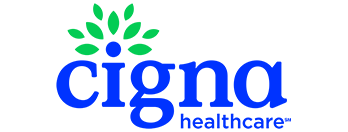 The image features a logo with text and a graphic element. It includes the word  Cigna  and the name  Cigna  in a stylized font, along with a circular emblem containing a leaf design and the text  Cigna.