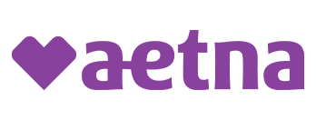 The image features a logo with text that reads  AETNA  in purple capital letters, set against a white background.
